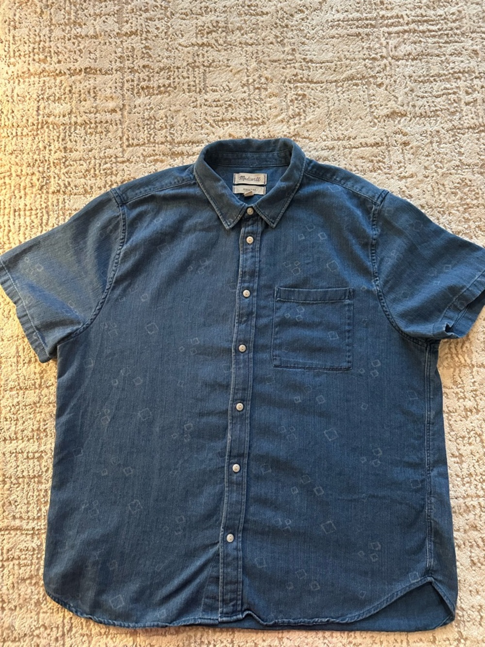 Madewell Men’s Indigo Chambray Button Down Shirt Short Sleeve XL Perfect Fit